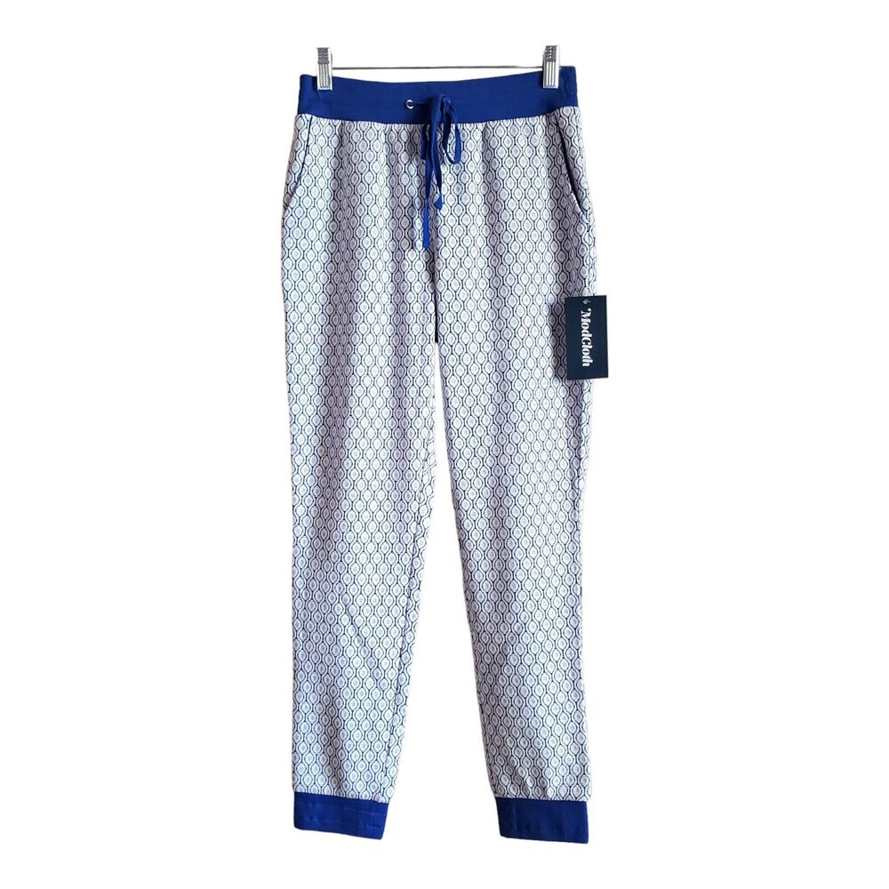 MODCLOTH Women's S Joggers Pants Be Kind Unwind Drawstring Waist Blue Silver NEW